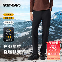 诺诗兰24加厚软壳长裤防泼保暖长绒弹力户外登山通勤休闲裤男女 纯黑色-女加厚长绒 165