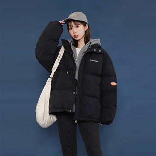 美茵曼丽假两件连帽羽绒棉衣棉服女韩版短款棉袄宽松加厚外套 XSD8675  茵曼 蓝色 L （适合110-130斤）