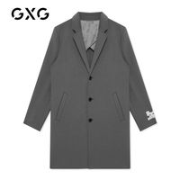 GXG男装冬季黑灰色韩版双面呢子长款羊毛大衣潮GB126566J