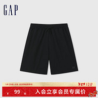 Gap 盖璞 男装2024夏季水洗棉直筒运动短裤简约百搭休闲裤A00803 黑色 180/88A(XL) 亚洲尺码