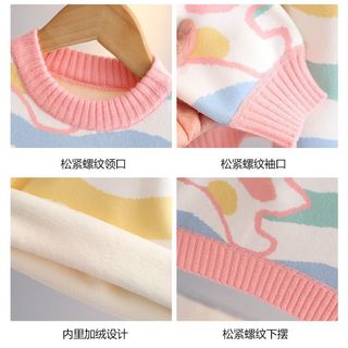 SNOOPY史努比男童女童卡通动漫上衣中大童加绒亲肤套头毛衣潮款百搭 彩虹条 120