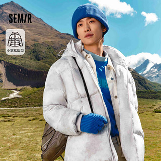 森马（Semir）轻松羽绒|超级植物系列羽绒服男短款防水外套连帽潮101723113116 灰白色调00321