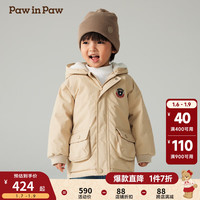 PawinPaw卡通小熊童装2024年秋冬男宝宝连帽中长款棉服外套拜年过年 Beige米色/35 110cm
