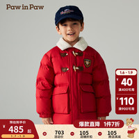 PawinPaw卡通小熊童装2024年秋冬男童羊羔毛领羽绒服保暖防风拜年过年 Red红色/20 150cm