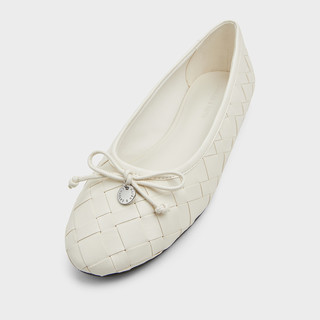 CHARLES&KEITH25春CK1-70900563平底蝴蝶结织芭蕾舞鞋单鞋 Silver银色 39