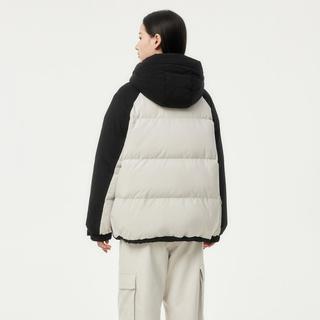 都市休闲撞色拼接羽绒服女连帽时尚运动加厚冬季外套