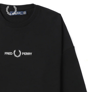 Fred Perry女士卫衣冬季休闲短款重磅麦穗宽松圆领G3105 BKX/黑色 M 012