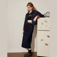 开叉长袖牛仔裙套装女2024年春秋休闲两件套
