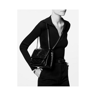 SAINT LAURENT 圣罗兰 女士NIKI迷你褶皱复古皮革手袋 0.5kg