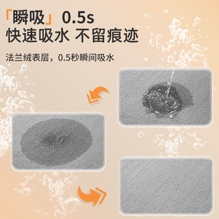 七七家浴室地垫吸水垫防滑防摔厕所卫生间门口洗澡间地毯卫浴踩脚垫速干 熊猫米色