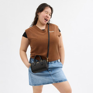 蔻驰（COACH）奥莱女士经典标志老花ROWAN 迷你单肩斜挎包 IM/胡桃木色/黑色