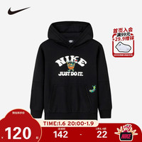 NIKE 耐克小童装男童连帽卫衣2022春秋儿童卡通图案舒适毛圈针织