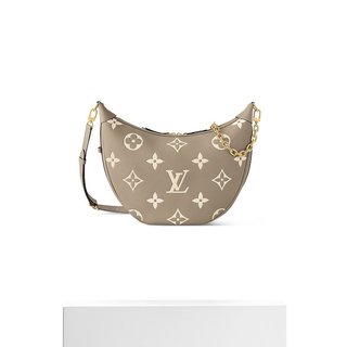 LV/路易威登 23女士鸽子灰压花粒面牛皮半月形单肩包