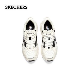 斯凯奇（Skechers）男士踏浪老爹鞋厚底增高缓震软底休闲鞋潮流百搭运动跑步鞋 WBMT白色/蓝色/多彩色 43