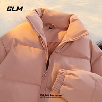 GLM男士加厚棉服冬季保暖休闲立领款青少年纯色时尚棉袄宽松防寒棉衣 粉#GL纯色 3XL