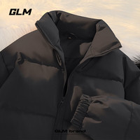 GLM男士加厚棉服冬季保暖休闲立领款青少年纯色时尚棉袄宽松防寒棉衣 黑#GL纯色 4XL