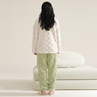 洁丽雅软软糯糯女士睡衣女秋冬加厚珊瑚绒套装可外穿加厚加绒家居服 软糯绿 XL（建议120-140斤）