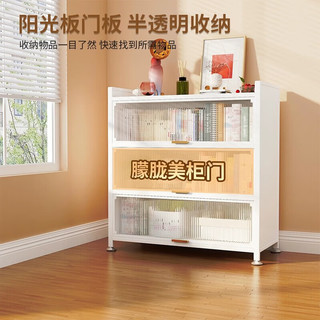 境达钢制书架带门儿童书柜防尘储物柜落地家用客厅展示柜铁艺置物架子 两门三层 60*35*80CM 暮云灰