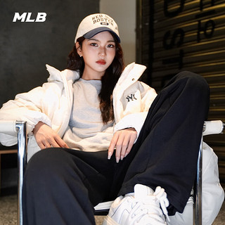 MLB 男女张凌赫同款长款鹅绒发热防水羽绒服24冬季DJB21 纽约洋基队/奶油色 (防水面料) XS