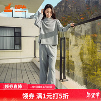 铜牛设计师系列斜格异面布半高领女居家上装秋季长袖衫VS306 灰色 M (165/90)