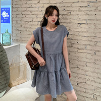 onlineeyes夏季连衣裙女白色仙女温柔气质圆领宽松显瘦in韩zw