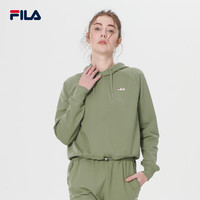 斐乐FILA宽松连帽卫衣休闲女装短款套头衫基础款上衣欧版 油绿色 M