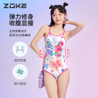 洲克 ZOKE 连体泳衣女士2024年专业三角竞速训练蝴蝶温泉游泳衣 蝶恋花124601148 S
