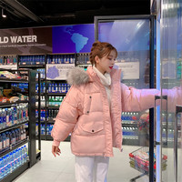 薇靡雅（WEIMIYA）2024年新款棉服女短款冬季加厚面包服韩版棉袄学生棉衣外套潮 粉色(毛领可拆卸) S
