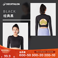 DECATHLON 迪卡侬 修身长袖瑜伽服女秋季运动快干衣8800189WSLW 经典黑 M