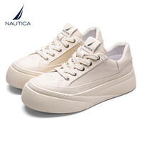 NAUTICA/诺帝卡女鞋子夏季一脚蹬休闲舒适平底薄款透气小白鞋 】米 35