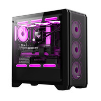航嘉（Huntkey）GX750A掠夺者 游戏电脑主机箱 支持钢化玻璃侧透/360水冷/ATX主板/12个风扇位/散热器限高165mm 机箱黑色+850W全模组电源 支持ATX主板/360水冷