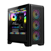 航嘉（Huntkey）GX750A掠夺者 游戏电脑主机箱 支持钢化玻璃侧透/360水冷/ATX主板/12个风扇位/散热器限高165mm 机箱黑色+750W金牌直出电源 支持ATX主板/360水冷