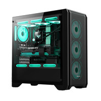 航嘉（Huntkey）GX750A掠夺者 游戏电脑主机箱 支持钢化玻璃侧透/360水冷/ATX主板/12个风扇位/散热器限高165mm 机箱黑色+650W全模组电源 支持ATX主板/360水冷