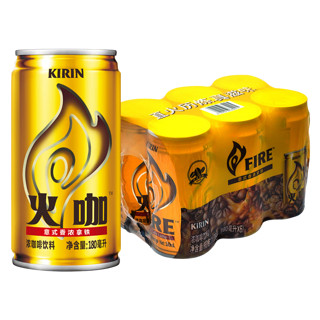 怡宝 麒麟（KIRIN）火咖 意式香浓咖啡饮料 180ml*6罐装 量贩装 咖啡饮料