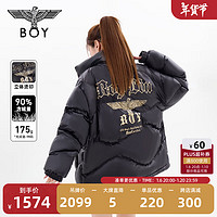 BOY LONDON冬男女同款哥特亮面黑色立领短款羽绒服W28905 黑色 S