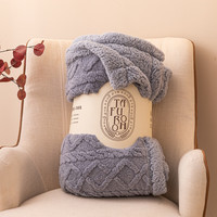 索隆双面绒AB版塔芙绒羊羔绒毯子双层加绒毛毯 塔夫毯-雾蓝同色DB 120*200cm