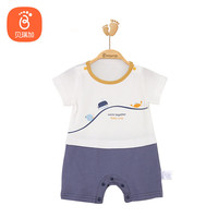 贝瑞加（Babyprints）婴儿短袖连体衣夏季宝宝衣服新生儿爬服