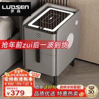 罗森(LUOSEN)居家优选 智能床头柜指纹锁无线充电蓝牙音响收纳储物柜床边柜窄4 无线充+触摸灯+USB 实木框架窄款(默认安装在右)