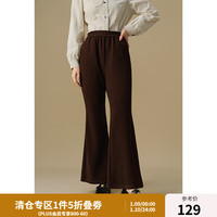 独束大码女装微弹雪尼尔微喇裤2024冬季通勤时尚休闲复古长裤 板栗棕 L (尺码:2)