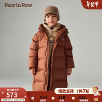 PawinPaw卡通小熊童装2024年秋冬男女童连帽长款羽绒服保暖 Brown棕色/85 130 cm