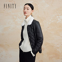 FINITY 菲妮迪 品牌真皮羽绒服冬季简约风羊皮轻奢高端保暖外套女 黑色 S