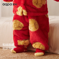 aqpa儿童婴儿裤子加绒秋冬保暖新年红色婴幼儿宝宝长裤外穿萌 金鱼 100