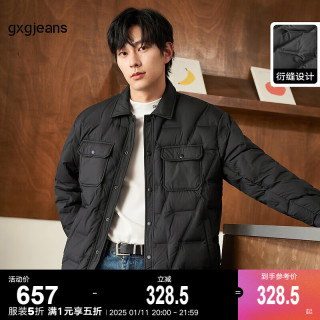 gxgjeansgxg.jeans男装2024年冬季新款保暖翻领黑色情侣轻薄羽绒服女