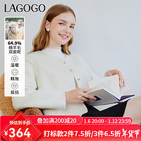 拉谷谷 lagogo拉谷谷2023冬季新款小香风羊毛双面呢大衣女短款小个子外套 米白色(V2) 165/L/40