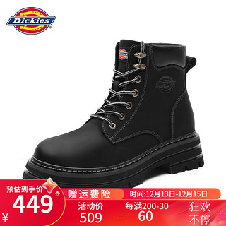 移动端、京东百亿补贴：Dickies 马丁靴男秋冬时尚靴子男士加绒保暖百搭工装靴高帮鞋潮流男靴 黑色 41