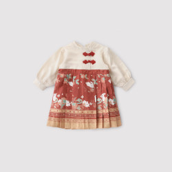 巴厘小猪 冬季女童加绒连衣裙冬季马面裙新中式汉服新年裙子