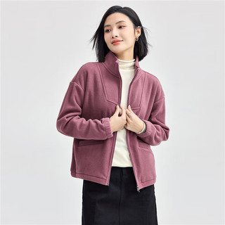 佐丹奴抓绒外套女摇粒绒夹克破骨立领拉链卫衣开衫女05374891 56花岗岩蓝 L 大码