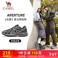 骆驼（CAMEL）复古运动女鞋全地形跑步休闲慢跑鞋子 X24C09L7649 黑/粉 37