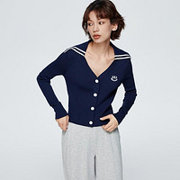 Gap 女装2024秋新款刺绣logo海军领撞色针织开衫修身上衣890003