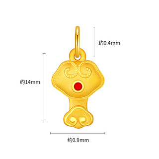 潮宏基 国色黄金吊坠足金挂坠3D硬金珐琅如意国潮礼物不含链